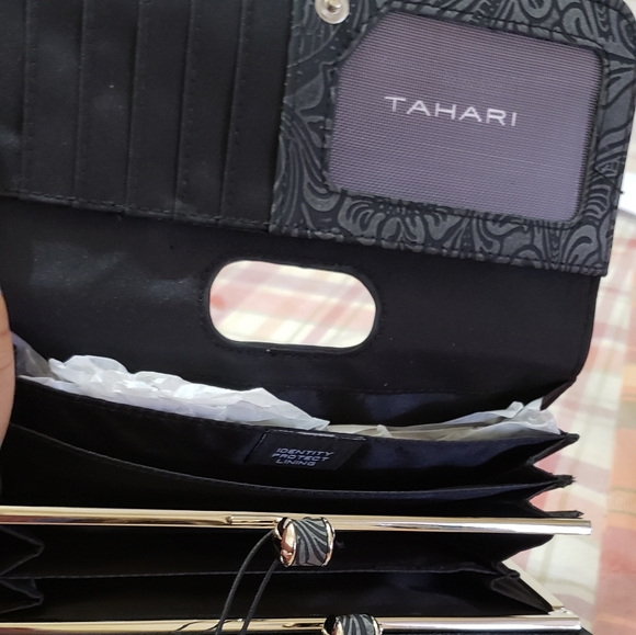 NWT Beautiful TAHARI Wallet; Gray/Black Colors; Lots of Pockets inside; $50. - Picture 7 of 9